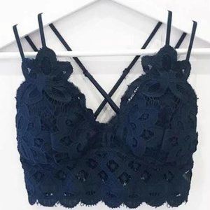 Crochet Lace Bralette - Navy